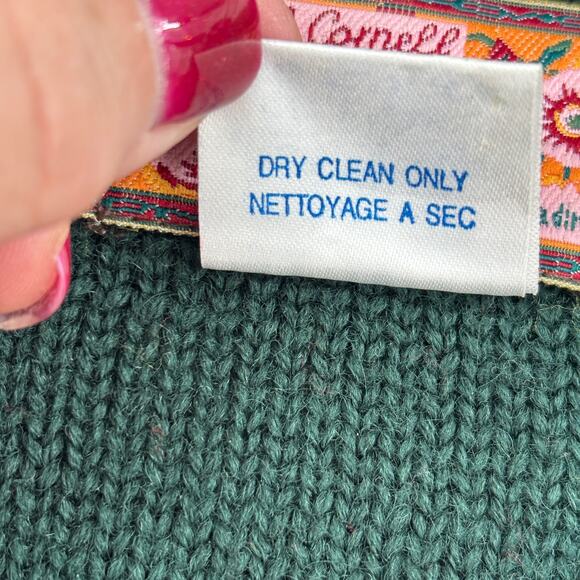 April Cornell Wool Cardigan Sweater Size ML Green Multi Patchwork Floral Vintage - Picture 10 of 10